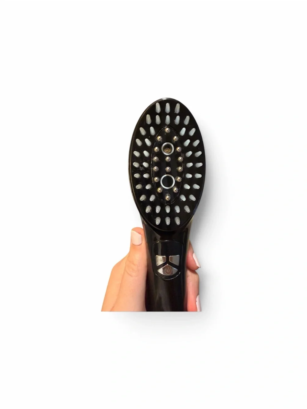 Rechargeable LED Scalp Massager & Detangling Brush — Black/Red